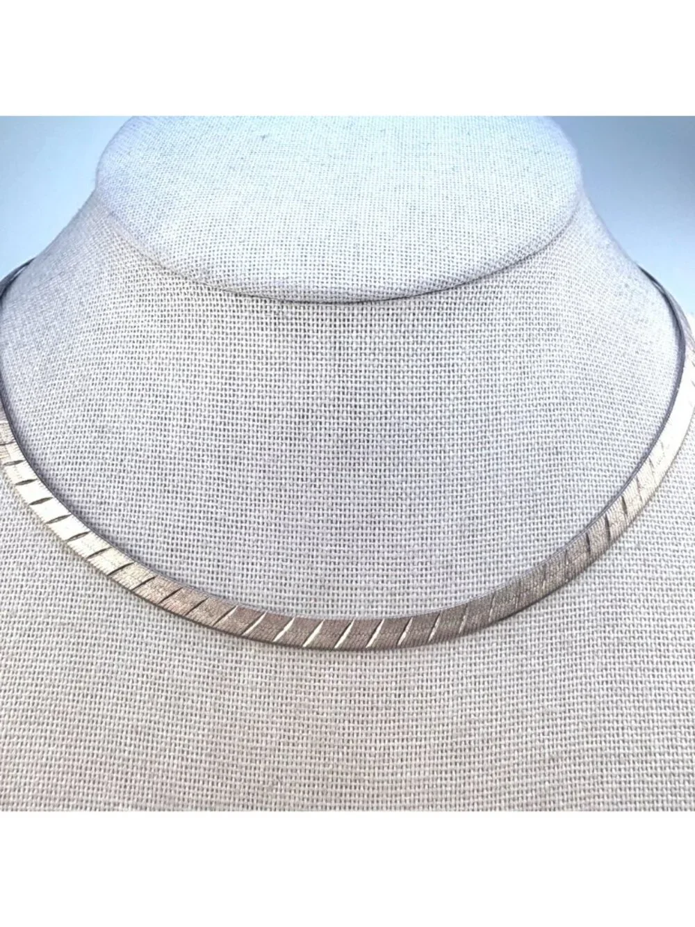 Engraved Herringbone Chain Necklace Sterling Silver 925 Size 18.25